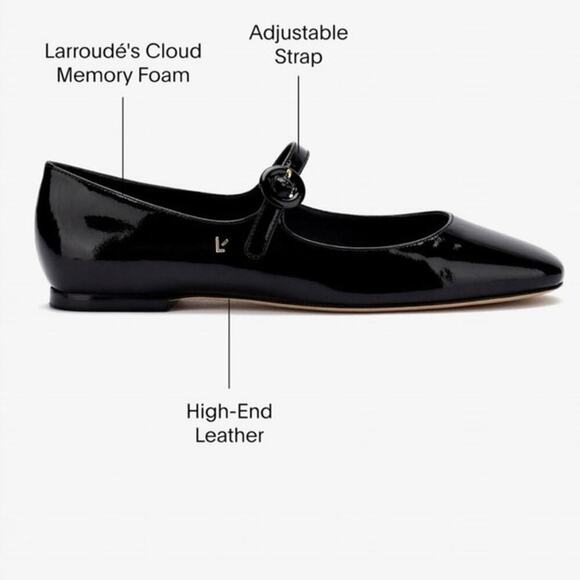 New Larroude Blair black patent Mary Jane Ballet Flat size 7 - Picture 7 of 16